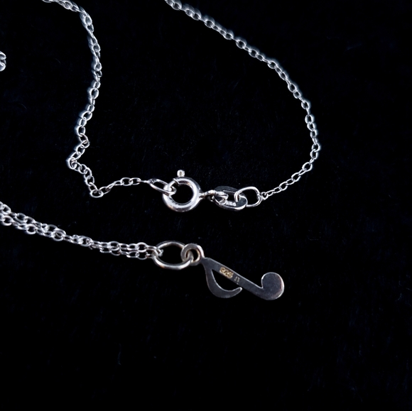 Genuine sterling silver music note pendant necklace musical - Picture 4 of 11